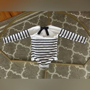 Minnow - girls breton stripe rashguard one piece - size: 2T
